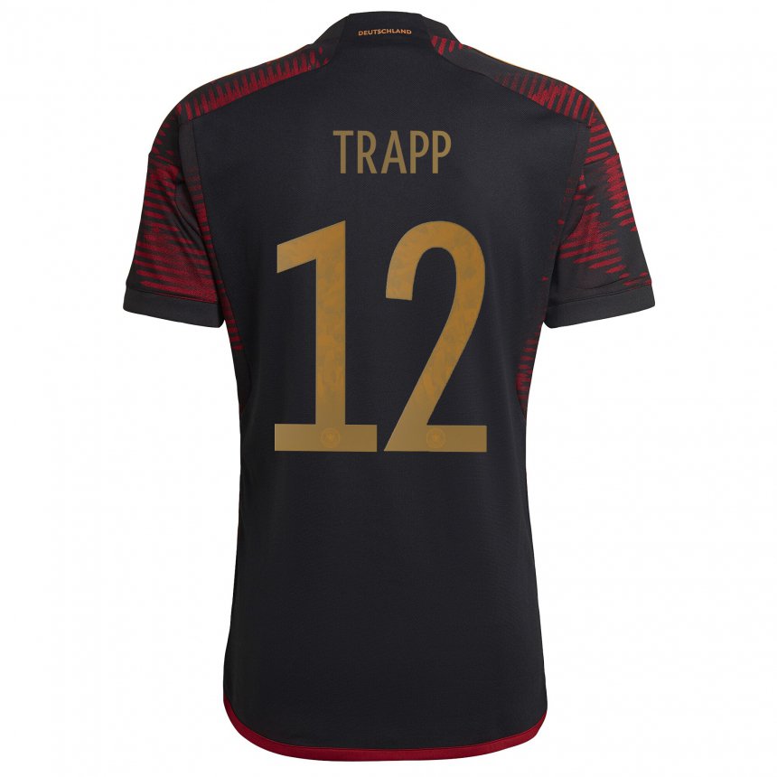 Niño Camiseta Alemania Kevin Trapp #12 Granate Negro 2ª Equipación 22-24 La Camisa