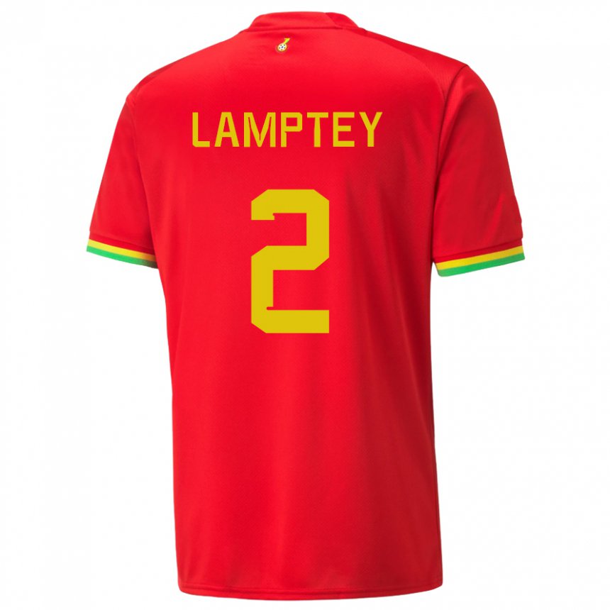 Niño Camiseta Ghana Tariq Lamptey #2 Rojo 2ª Equipación 22-24 La Camisa