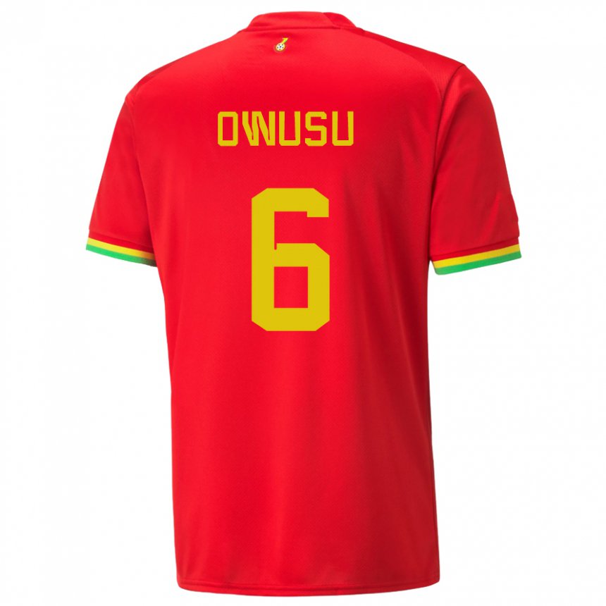 Niño Camiseta Ghana Elisha Owusu #6 Rojo 2ª Equipación 22-24 La Camisa