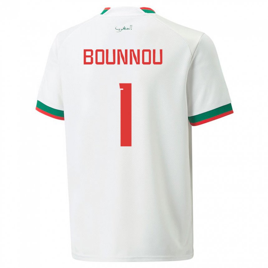 Niño Camiseta Marruecos Yassine Bounnou #1 Blanco 2ª Equipación 22-24 La Camisa
