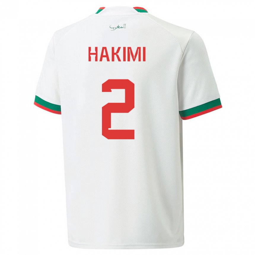 Niño Camiseta Marruecos Achraf Hakimi #2 Blanco 2ª Equipación 22-24 La Camisa