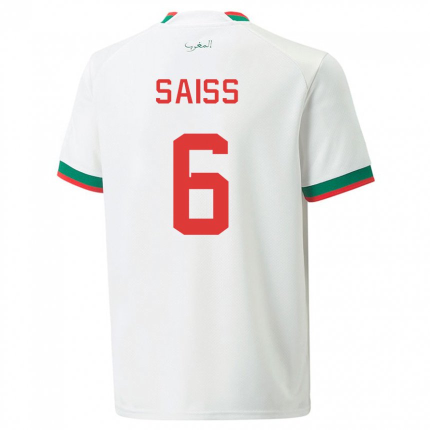 Niño Camiseta Marruecos Romain Saiss #6 Blanco 2ª Equipación 22-24 La Camisa