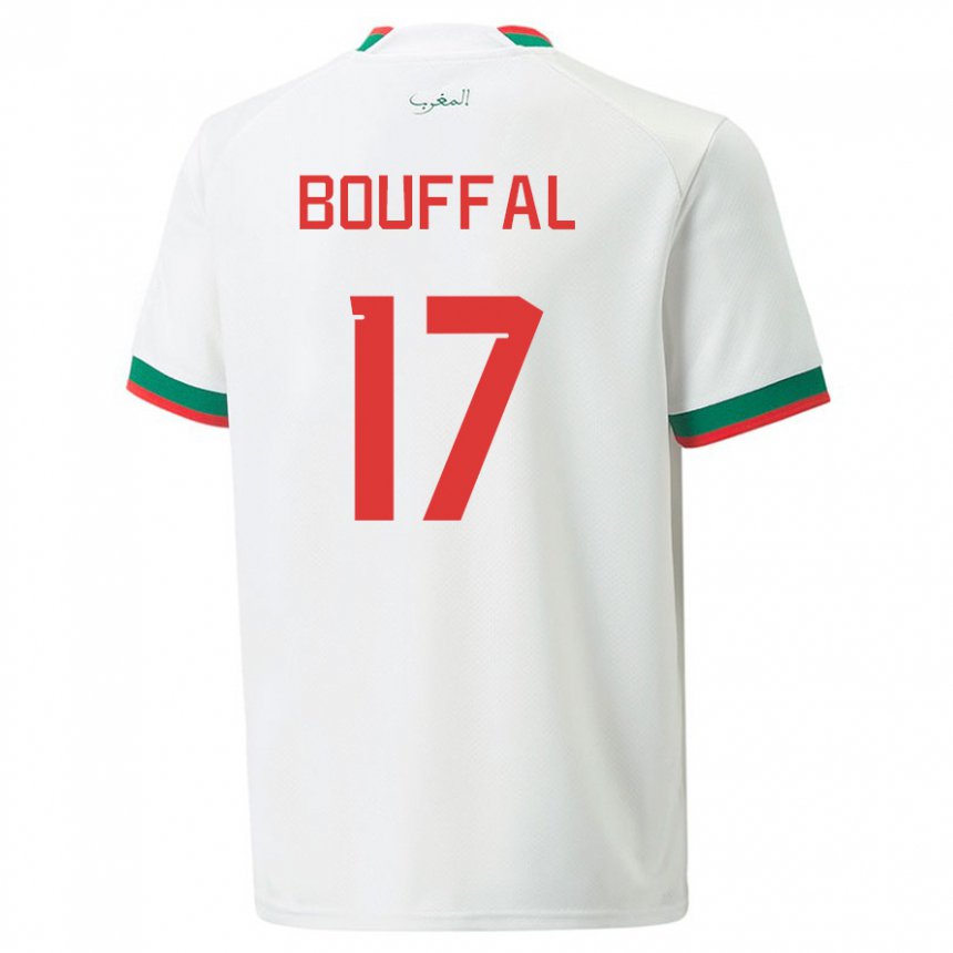 Niño Camiseta Marruecos Soufiane Bouffal #17 Blanco 2ª Equipación 22-24 La Camisa