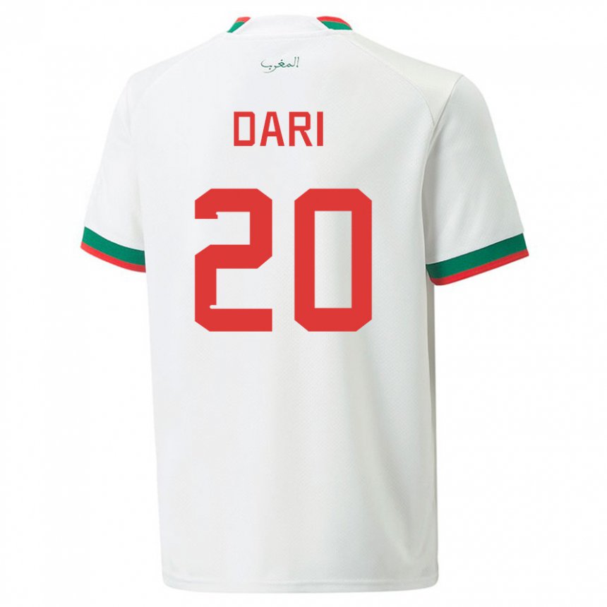 Niño Camiseta Marruecos Achraf Dari #20 Blanco 2ª Equipación 22-24 La Camisa