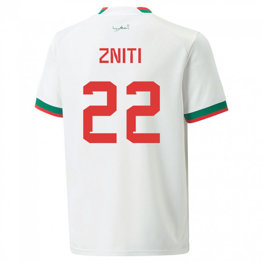 Niño Camiseta Marruecos Anas Zniti #22 Blanco 2ª Equipación 22-24 La Camisa