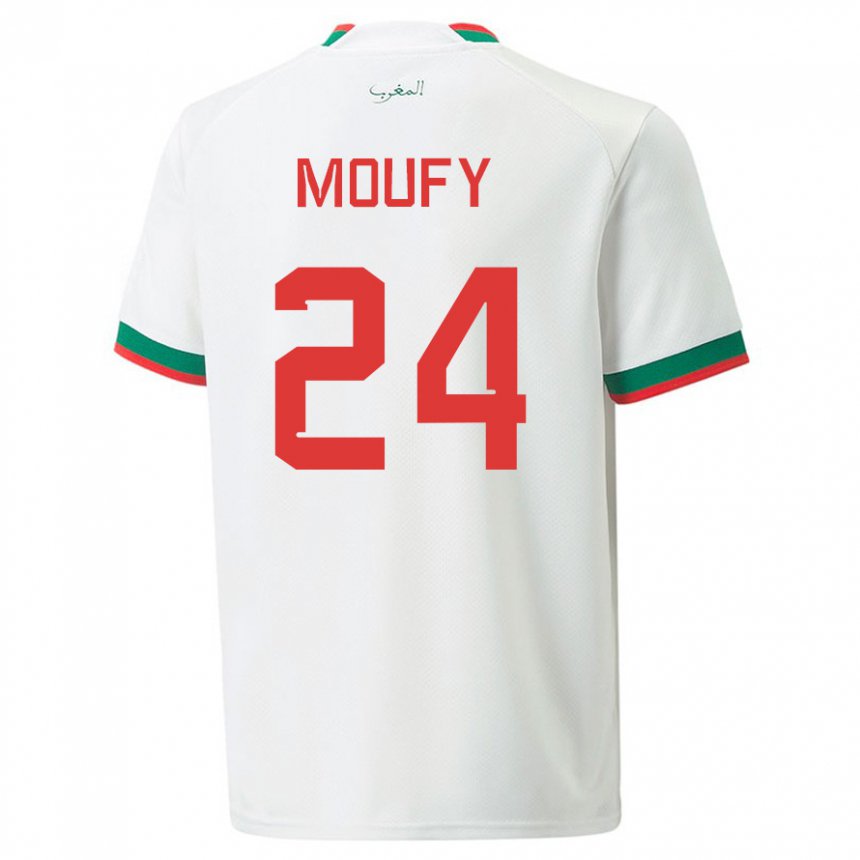 Niño Camiseta Marruecos Fahd Moufy #24 Blanco 2ª Equipación 22-24 La Camisa