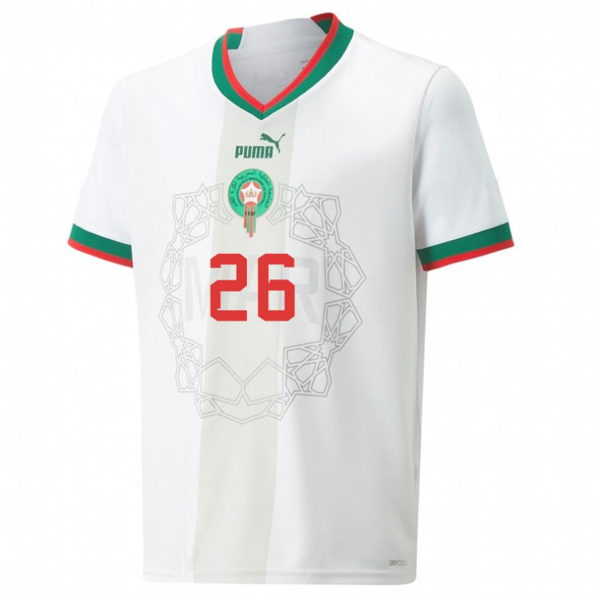 Niño Camiseta Marruecos Badr Banoun #26 Blanco 2ª Equipación 22-24 La Camisa