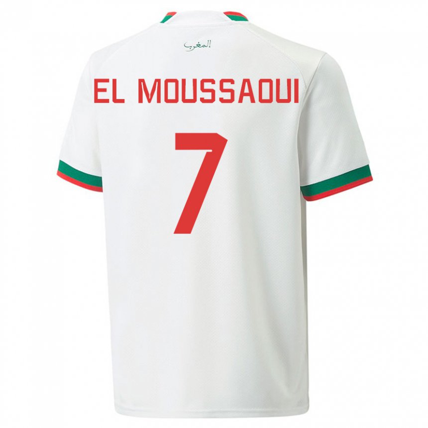 Niño Camiseta Marruecos Hamza El Moussaoui #7 Blanco 2ª Equipación 22-24 La Camisa