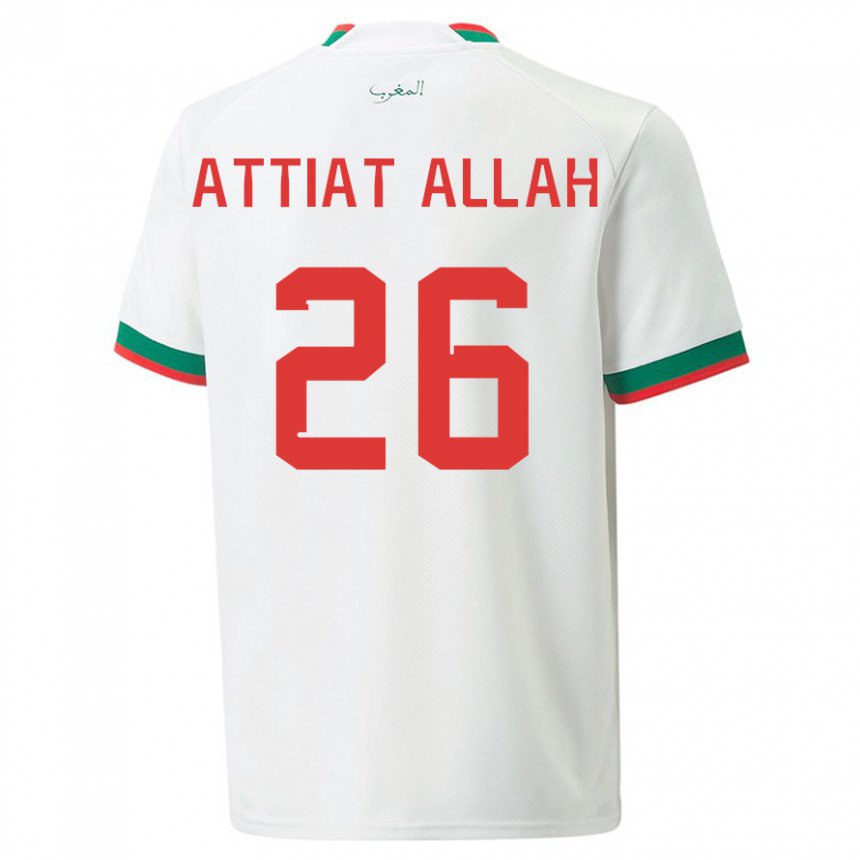 Niño Camiseta Marruecos Yahia Attiat-allah #26 Blanco 2ª Equipación 22-24 La Camisa
