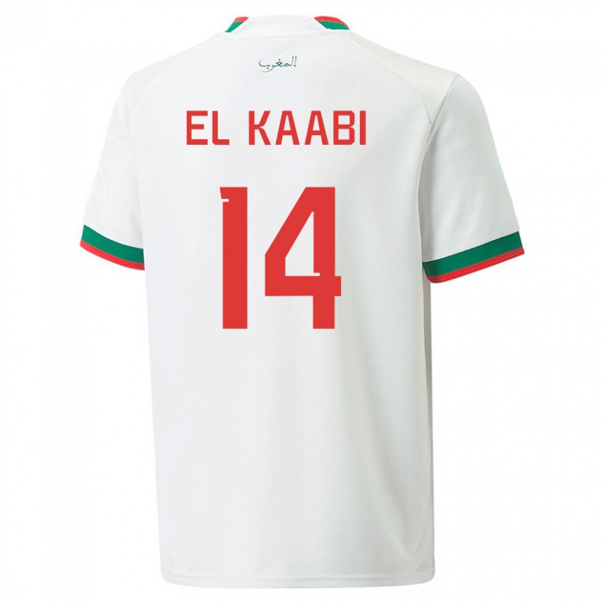 Niño Camiseta Marruecos Ayoub El Kaabi #14 Blanco 2ª Equipación 22-24 La Camisa