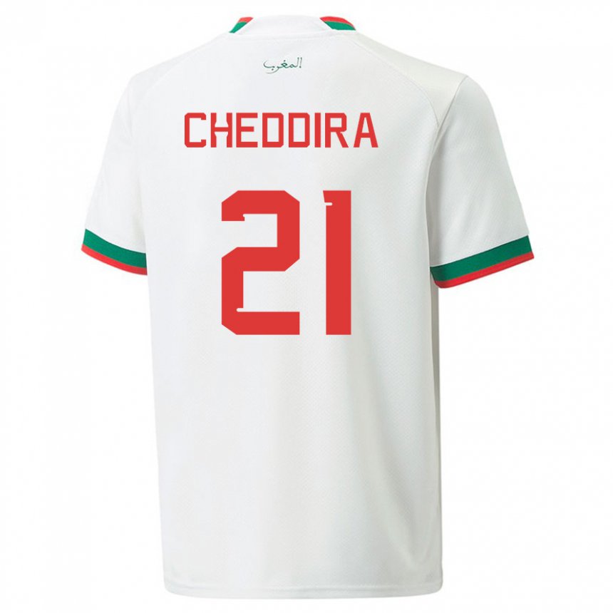 Niño Camiseta Marruecos Walid Cheddira #21 Blanco 2ª Equipación 22-24 La Camisa