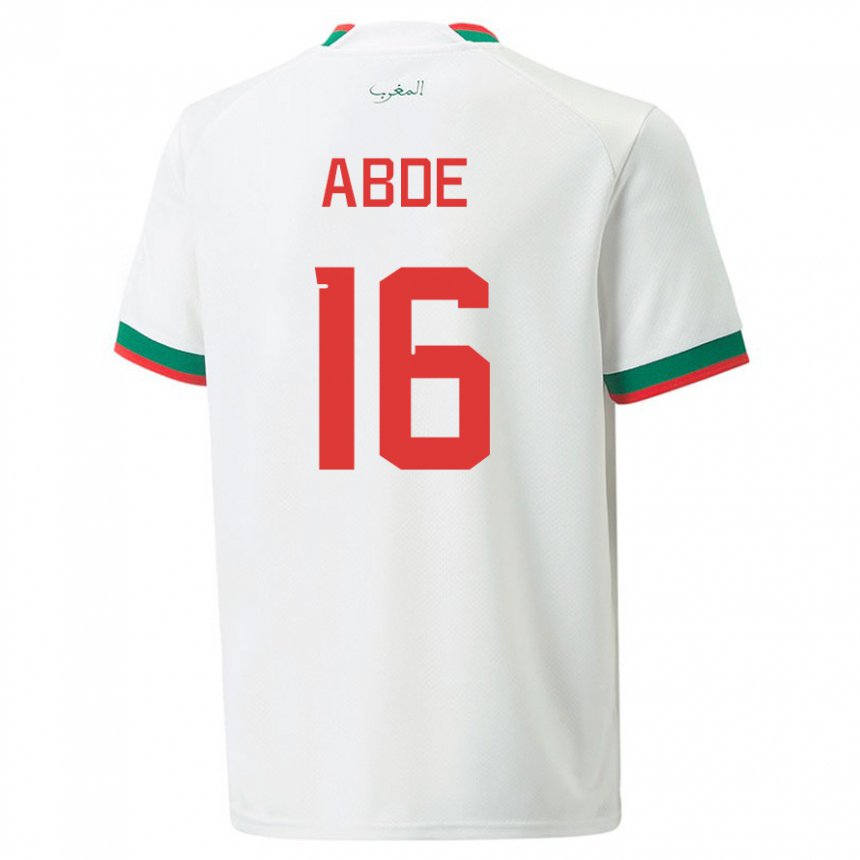 Niño Camiseta Marruecos Ez Abde #16 Blanco 2ª Equipación 22-24 La Camisa