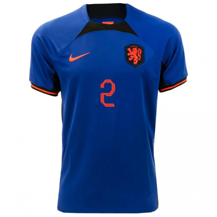 Niño Camiseta Países Bajos Jurrien Timber #2 Azul Real 2ª Equipación 22-24 La Camisa