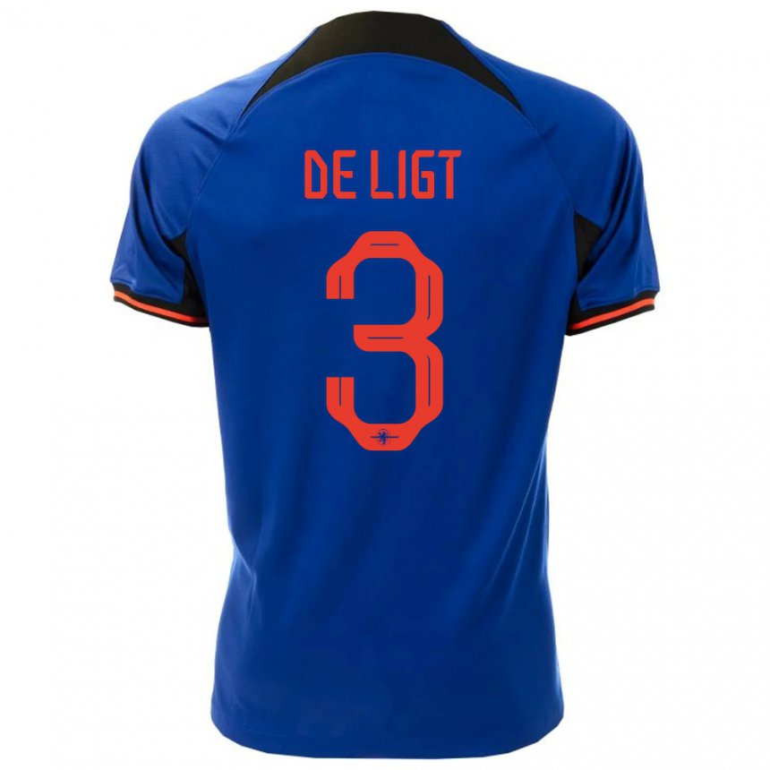 Niño Camiseta Países Bajos Matthijs De Ligt #3 Azul Real 2ª Equipación 22-24 La Camisa