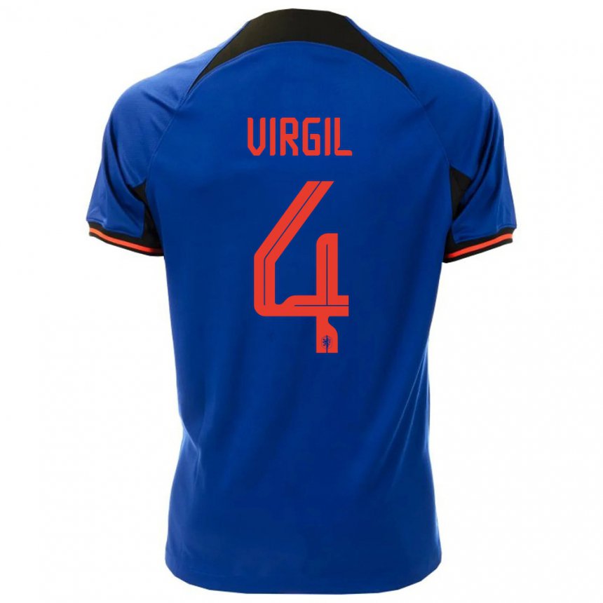 Niño Camiseta Países Bajos Virgil Van Dijk #4 Azul Real 2ª Equipación 22-24 La Camisa