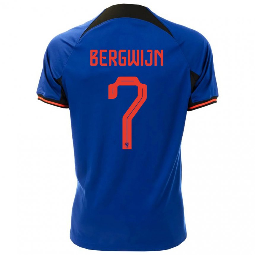 Niño Camiseta Países Bajos Steven Bergwijn #7 Azul Real 2ª Equipación 22-24 La Camisa