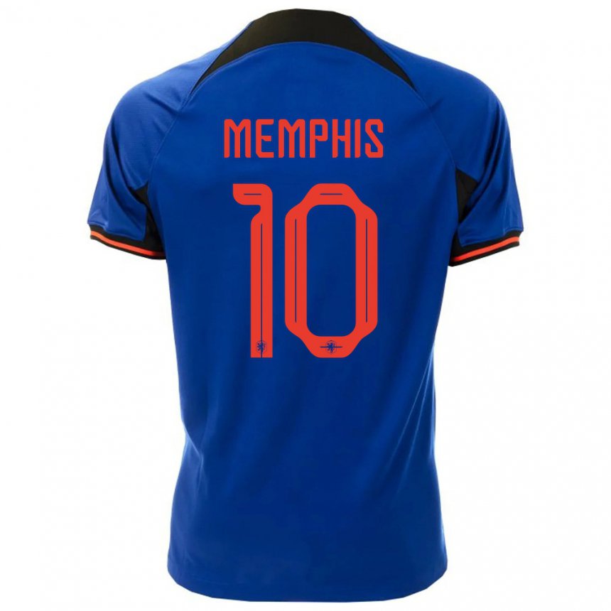Niño Camiseta Países Bajos Memphis Depay #10 Azul Real 2ª Equipación 22-24 La Camisa