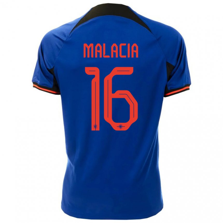 Niño Camiseta Países Bajos Tyrell Malacia #16 Azul Real 2ª Equipación 22-24 La Camisa