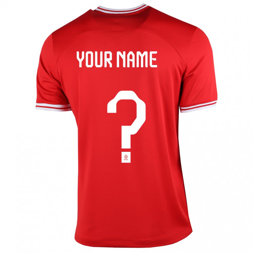 Niño Camiseta Polonia Su Nombre #0 Rojo 2ª Equipación 22-24 La Camisa
