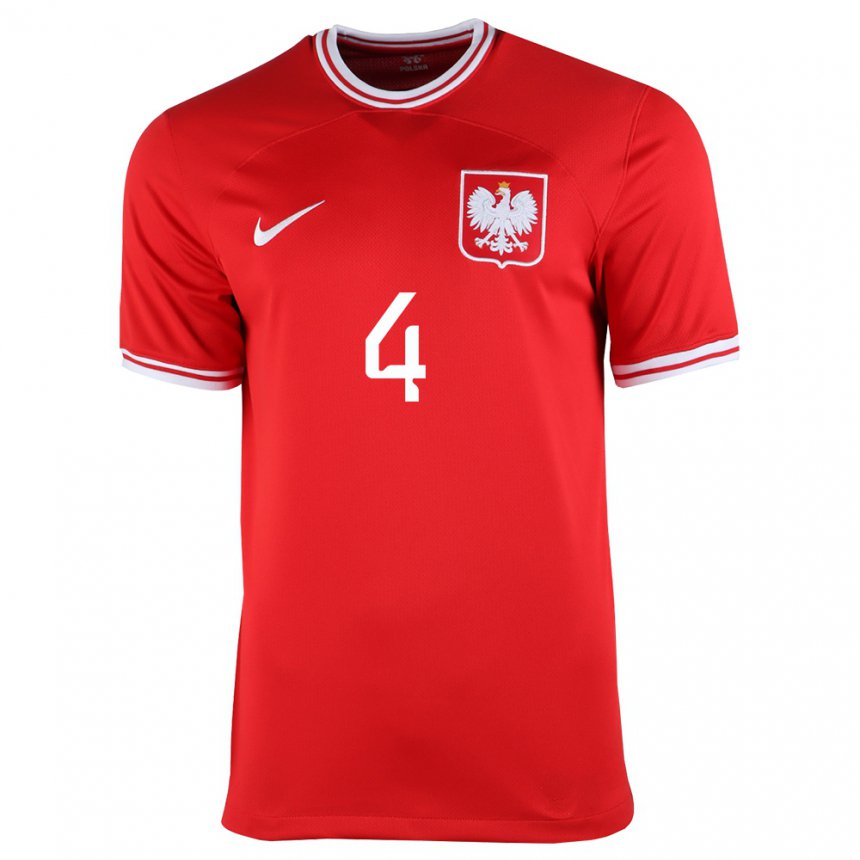 Niño Camiseta Polonia Michal Skoras #4 Rojo 2ª Equipación 22-24 La Camisa