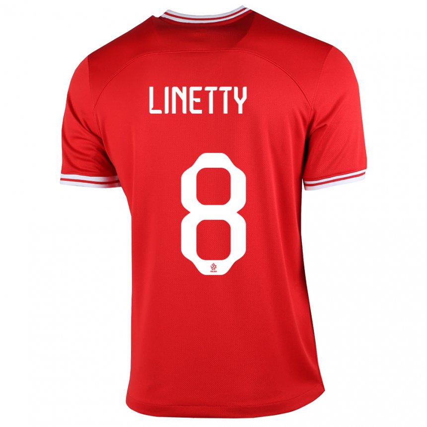 Niño Camiseta Polonia Karol Linetty #8 Rojo 2ª Equipación 22-24 La Camisa