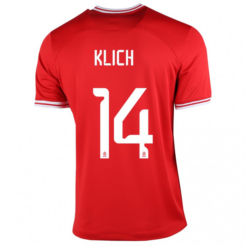 Niño Camiseta Polonia Mateusz Klich #14 Rojo 2ª Equipación 22-24 La Camisa