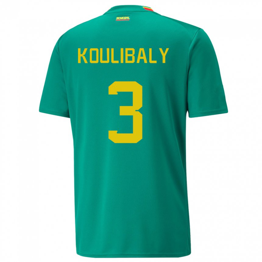 Niño Camiseta Senegal Kalidou Koulibaly #3 Verde 2ª Equipación 22-24 La Camisa