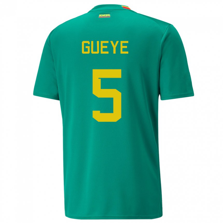 Niño Camiseta Senegal Idrissa Gueye #5 Verde 2ª Equipación 22-24 La Camisa