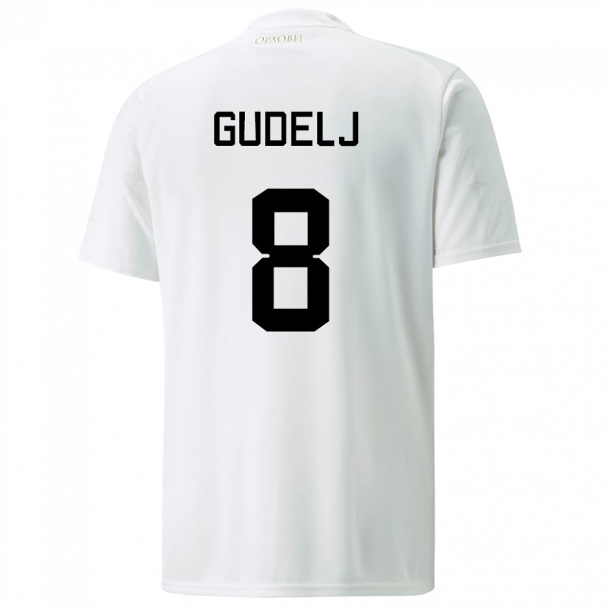 Niño Camiseta Serbia Nemanja Gudelj #8 Blanco 2ª Equipación 22-24 La Camisa