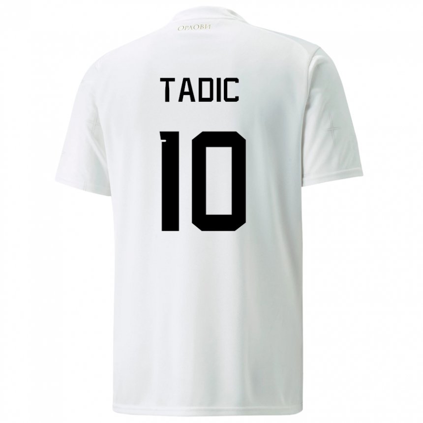 Niño Camiseta Serbia Dusan Tadic #10 Blanco 2ª Equipación 22-24 La Camisa