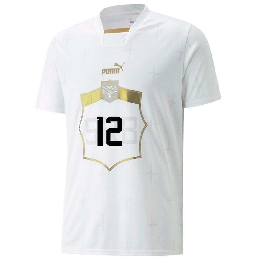 Niño Camiseta Serbia Marko Ilic #12 Blanco 2ª Equipación 22-24 La Camisa