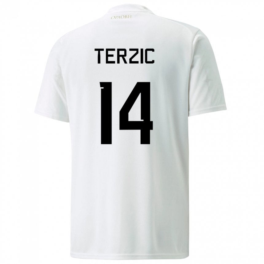 Niño Camiseta Serbia Aleksa Terzic #14 Blanco 2ª Equipación 22-24 La Camisa