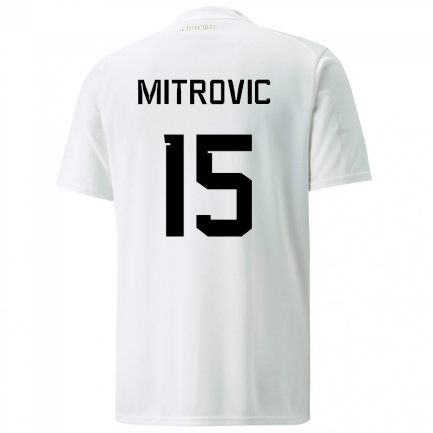 Niño Camiseta Serbia Stefan Mitrovic #15 Blanco 2ª Equipación 22-24 La Camisa