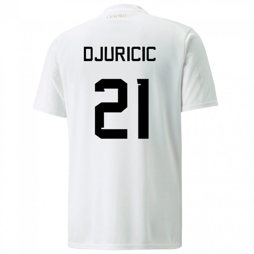Niño Camiseta Serbia Filip Djuricic #21 Blanco 2ª Equipación 22-24 La Camisa