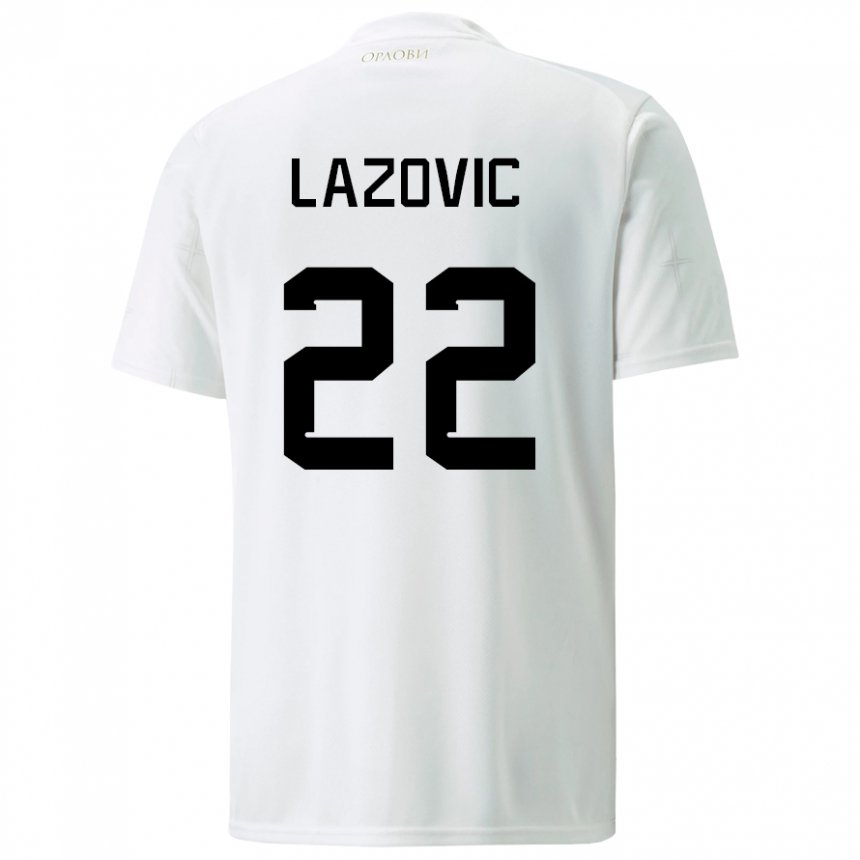Niño Camiseta Serbia Darko Lazovic #22 Blanco 2ª Equipación 22-24 La Camisa