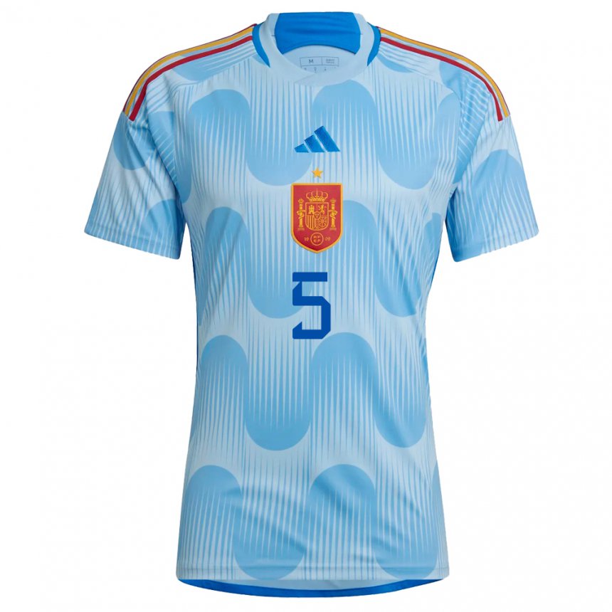 Niño Camiseta España Sergio Busquets #5 Cielo Azul 2ª Equipación 22-24 La Camisa