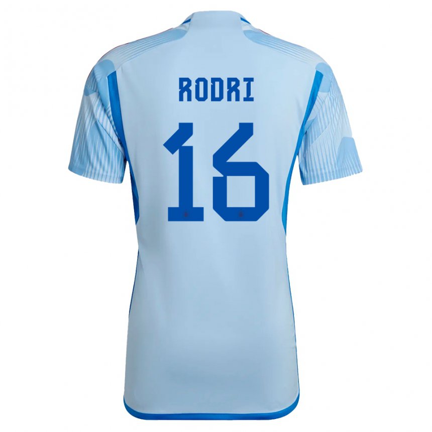 Niño Camiseta España Rodri #16 Cielo Azul 2ª Equipación 22-24 La Camisa