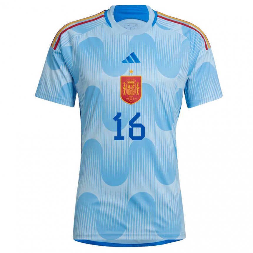 Niño Camiseta España Rodri #16 Cielo Azul 2ª Equipación 22-24 La Camisa