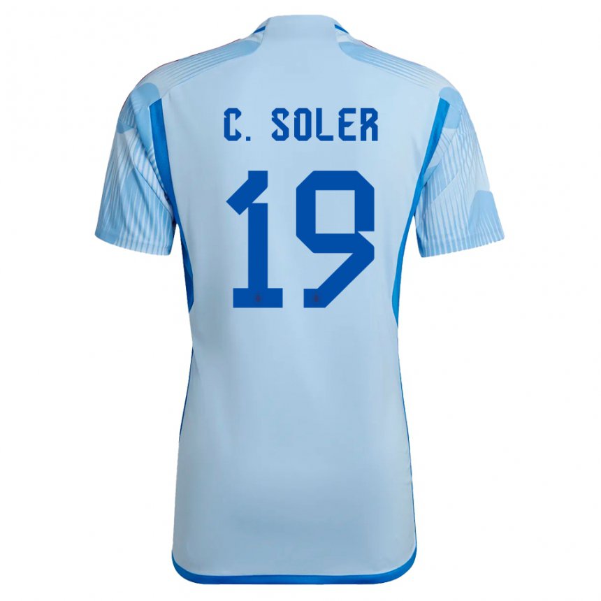 Niño Camiseta España Carlos Soler #19 Cielo Azul 2ª Equipación 22-24 La Camisa