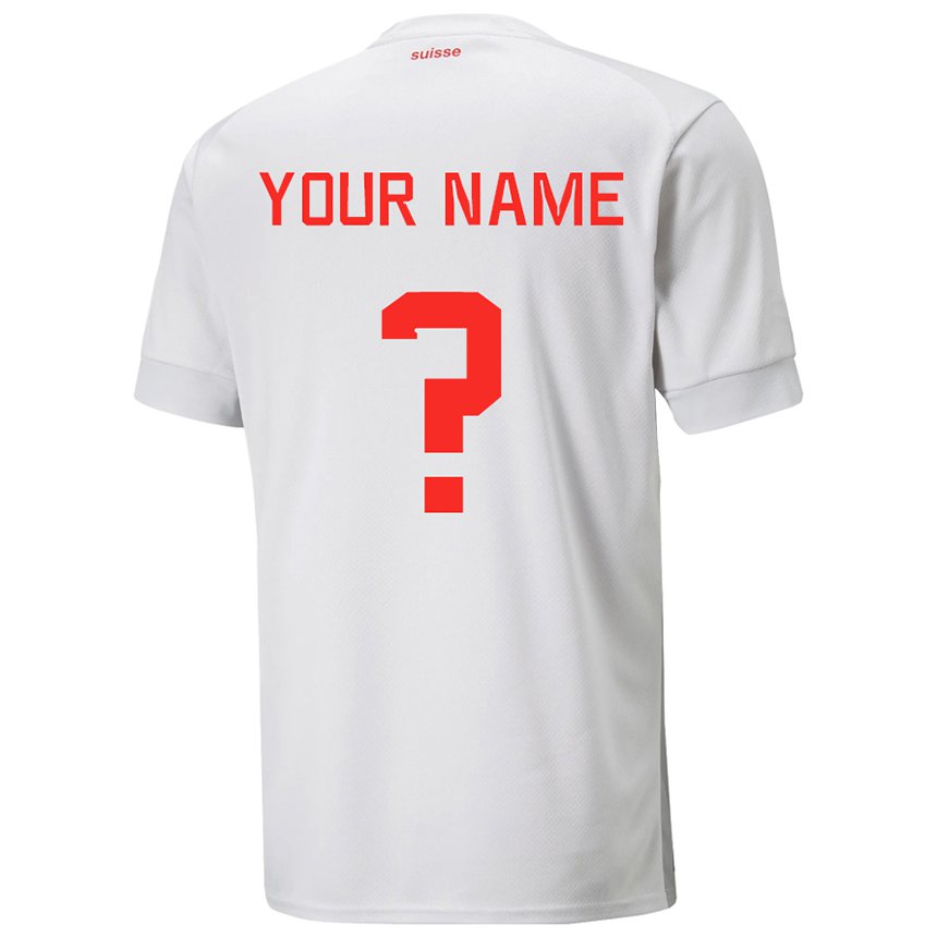 Niño Camiseta Suiza Su Nombre #0 Blanco 2ª Equipación 22-24 La Camisa