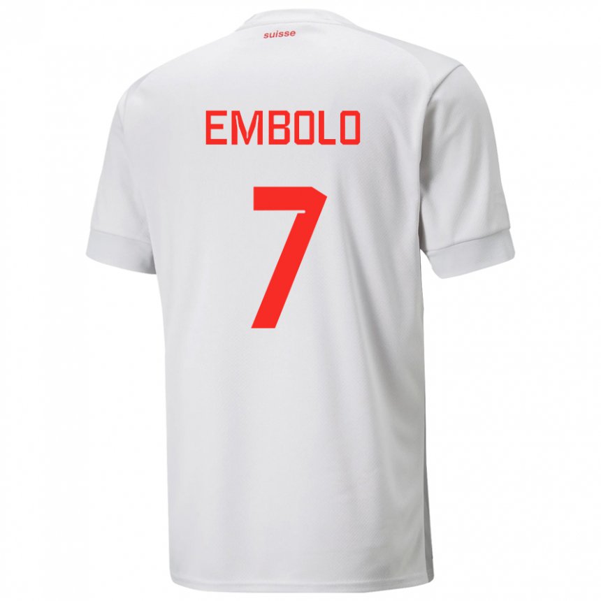 Niño Camiseta Suiza Breel Embolo #7 Blanco 2ª Equipación 22-24 La Camisa