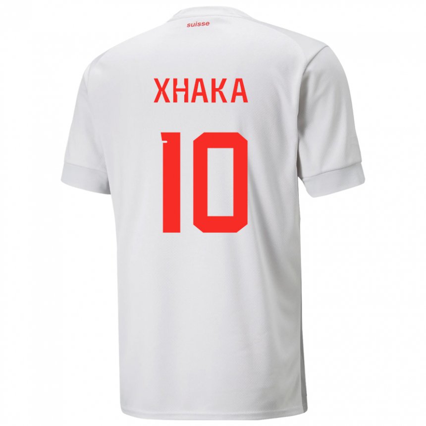 Niño Camiseta Suiza Granit Xhaka #10 Blanco 2ª Equipación 22-24 La Camisa