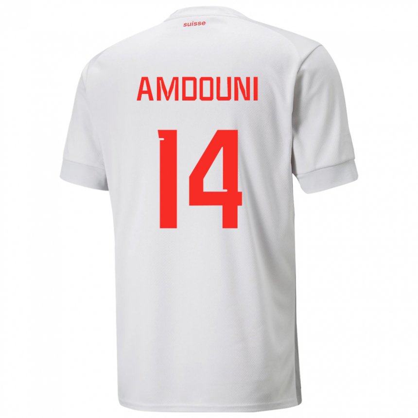 Niño Camiseta Suiza Mohamed Zeki Amdouni #14 Blanco 2ª Equipación 22-24 La Camisa