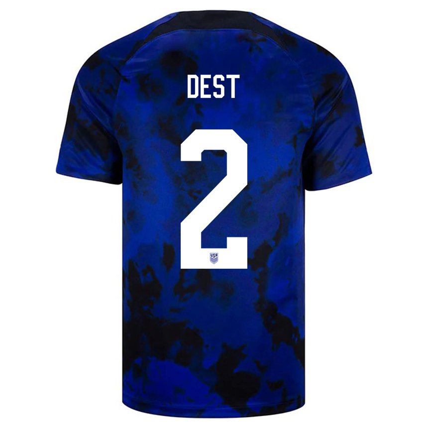 Niño Camiseta Estados Unidos Sergino Dest #2 Azul Real 2ª Equipación 22-24 La Camisa