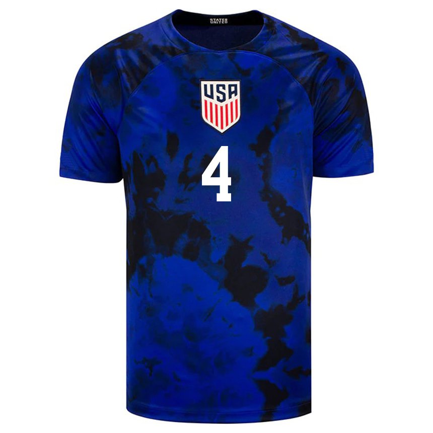 Niño Camiseta Estados Unidos Tyler Adams #4 Azul Real 2ª Equipación 22-24 La Camisa