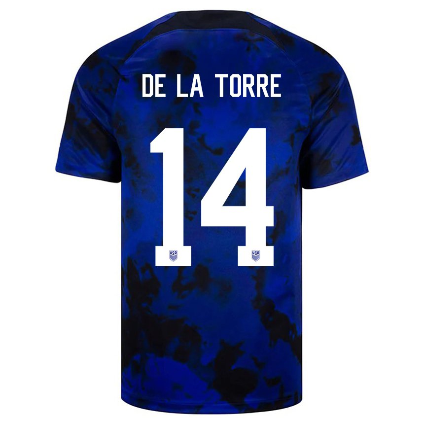 Niño Camiseta Estados Unidos Luca De La Torre #14 Azul Real 2ª Equipación 22-24 La Camisa