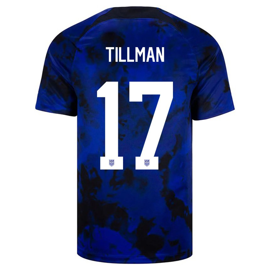Niño Camiseta Estados Unidos Malik Tillman #17 Azul Real 2ª Equipación 22-24 La Camisa