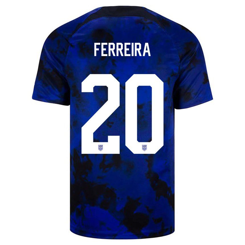 Niño Camiseta Estados Unidos Jesus Ferreira #20 Azul Real 2ª Equipación 22-24 La Camisa