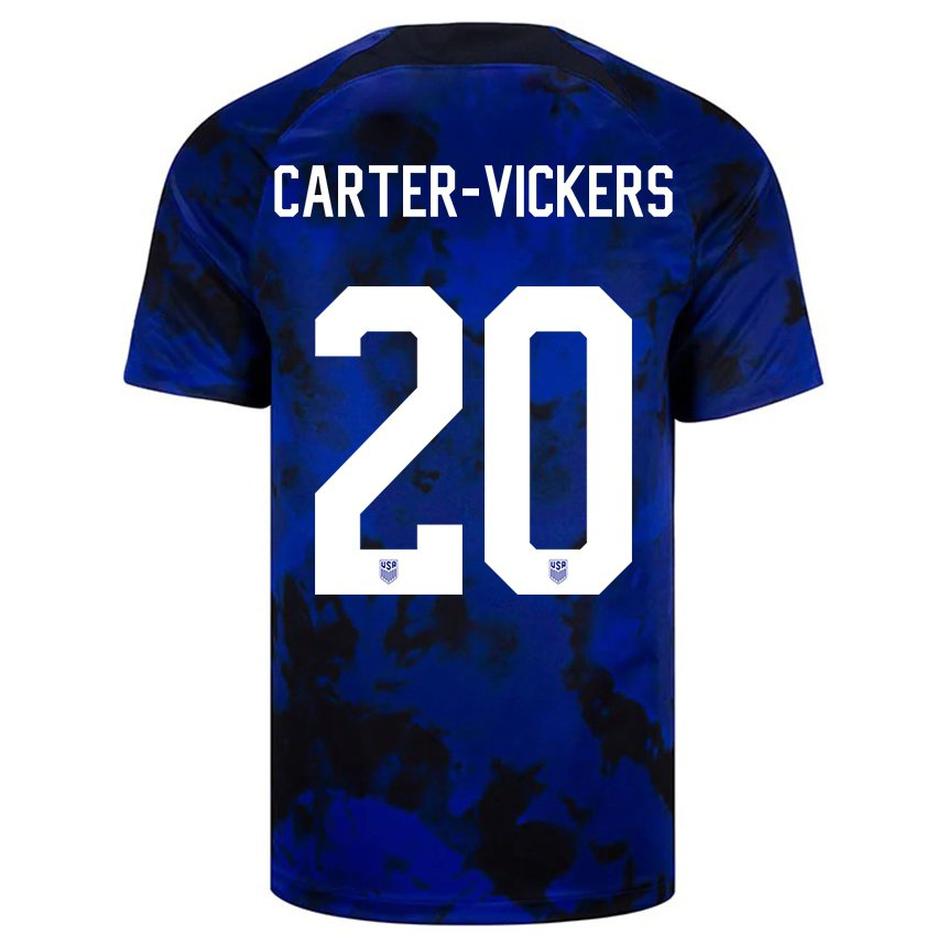 Niño Camiseta Estados Unidos Cameron Carter-vickers #20 Azul Real 2ª Equipación 22-24 La Camisa