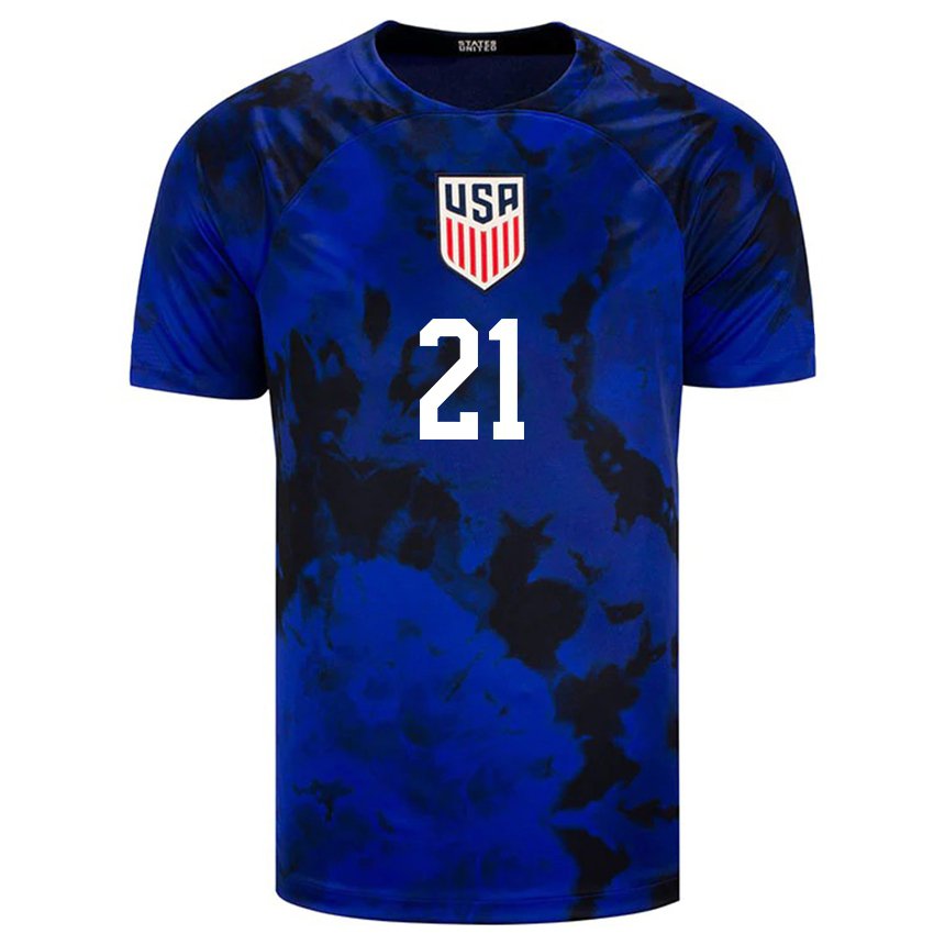 Niño Camiseta Estados Unidos Sam Vines #21 Azul Real 2ª Equipación 22-24 La Camisa